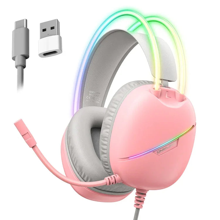 ONIKUMA X33 Kopfmontiertes RGB-Licht E-Sports Gaming Headset, Kabellänge: 2m, X33