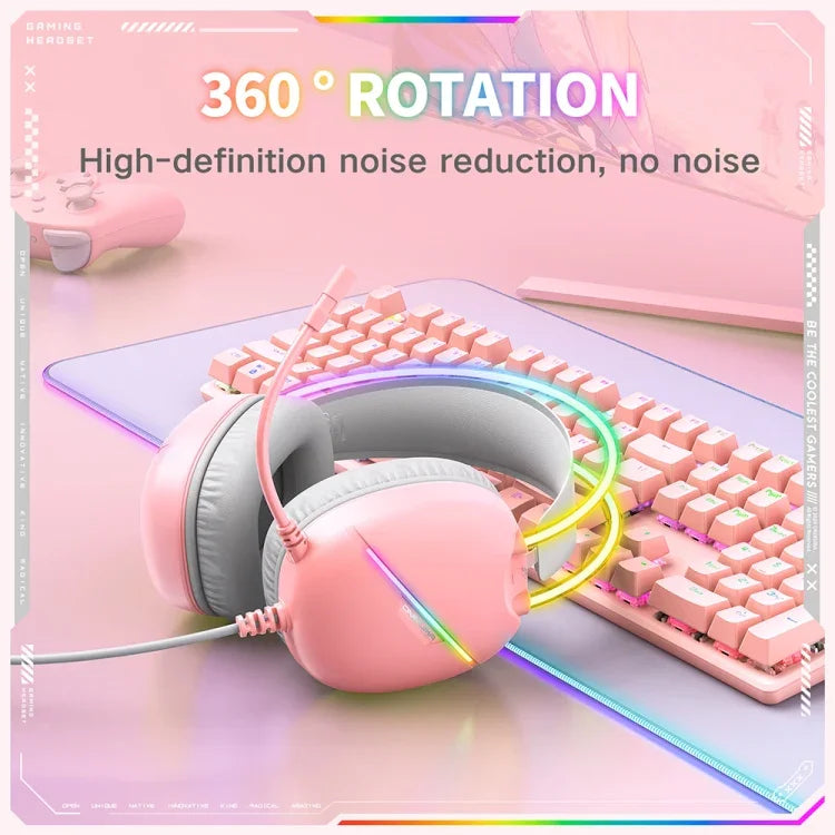 ONIKUMA X33 Kopfmontiertes RGB-Licht E-Sports Gaming Headset, Kabellänge: 2m, X33
