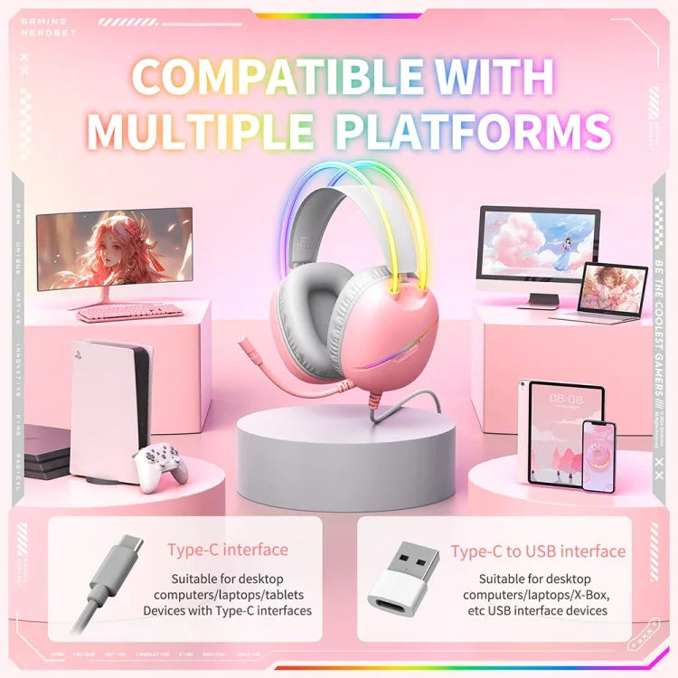 ONIKUMA X33 Kopfmontiertes RGB-Licht E-Sports Gaming Headset, Kabellänge: 2m, X33