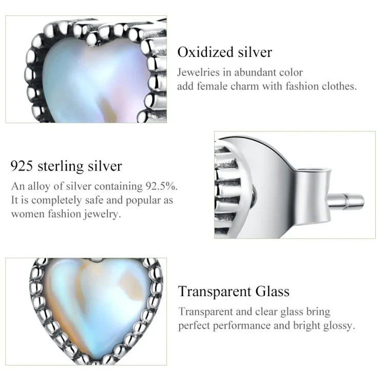Schlichte Ohrringe aus 925er Sterlingsilber mit Glasherz