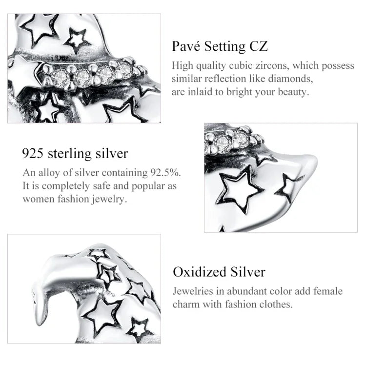 S925 Sterling Silber Hexenhutperlen DIY Armband Halskette Zubehör, SCC1261