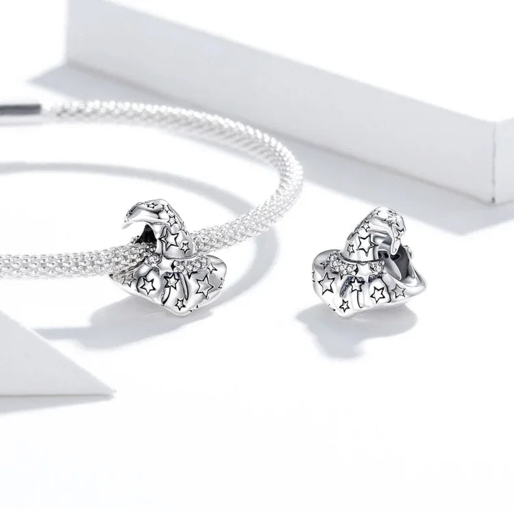 S925 Sterling Silber Hexenhutperlen DIY Armband Halskette Zubehör, SCC1261
