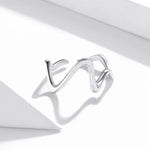 S925 Sterling Silver Simple Wave Curve Women Ring