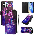 Art Colored Drawing Pattern Leather Phone Case, For iPhone 13 Pro