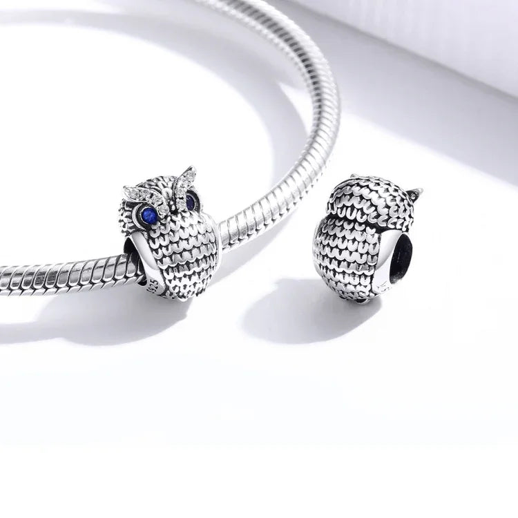Eulenperlen aus 925er Sterlingsilber, DIY-Armband- und Halskettenzubehör, SCC1607