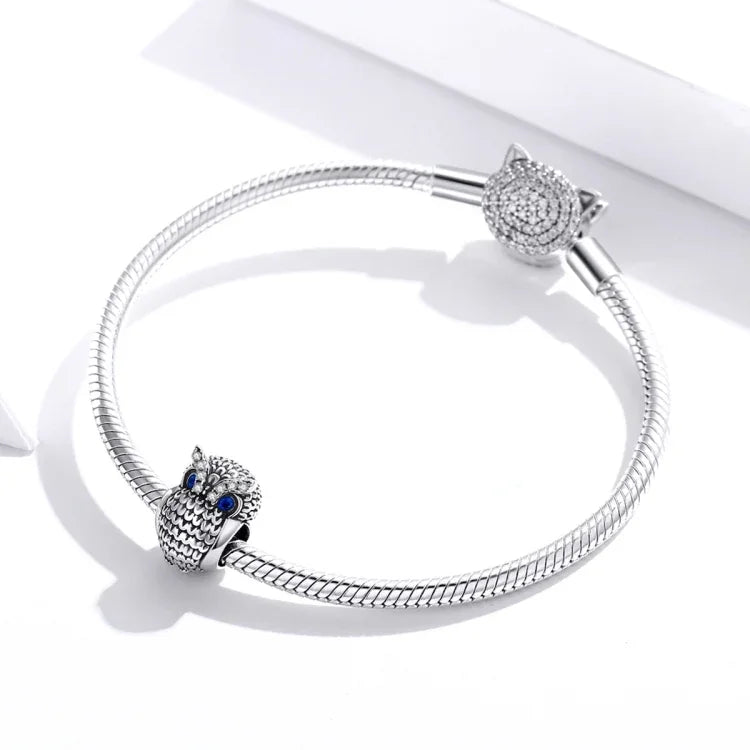 Eulenperlen aus 925er Sterlingsilber, DIY-Armband- und Halskettenzubehör, SCC1607