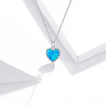 Halskette mit tiefblauem Herz aus 925er Sterlingsilber für Damen