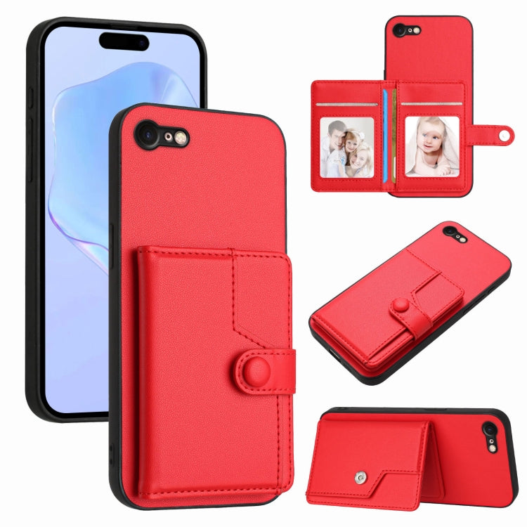 Knopf Kartenfach RFID Anti-Diebstahl Handyhülle, für iPhone SE 2022 / 2020, für iPhone 13 Pro Max, für iPhone 13 Pro, für iPhone 13, für iPhone 13 mini, für iPhone 12, für iPhone 12 Pro Max, für iPhone 12 Pro
