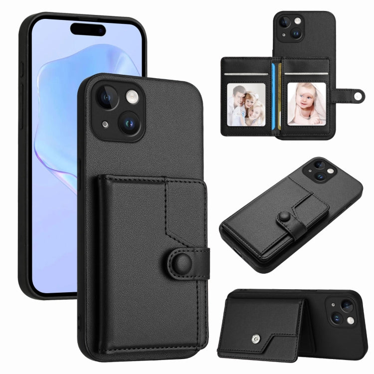 Knopf Kartenfach RFID Anti-Diebstahl Handyhülle, für iPhone SE 2022 / 2020, für iPhone 13 Pro Max, für iPhone 13 Pro, für iPhone 13, für iPhone 13 mini, für iPhone 12, für iPhone 12 Pro Max, für iPhone 12 Pro