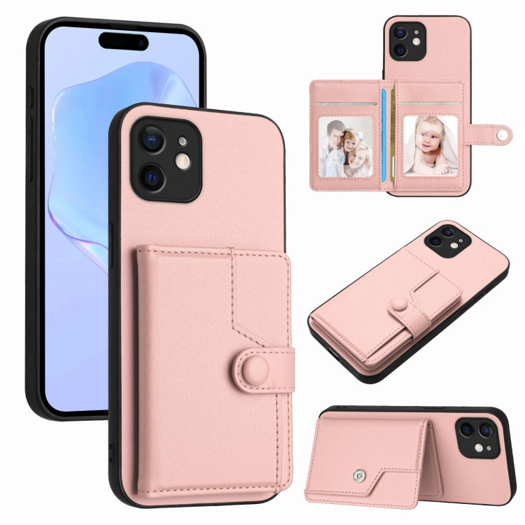 Handyhülle mit Tasten-Kartenfach und RFID-Diebstahlschutz, Für iPhone 12 mini, Für iPhone 11 Pro Max, Für iPhone 11, Für iPhone 11 Pro, Für iPhone XS / X, Für iPhone XR, Für iPhone XS Max, Für iPhone 8 Plus / 7 Plus