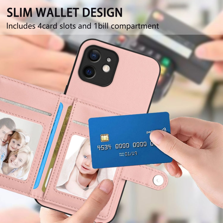 Handyhülle mit Tasten-Kartenfach und RFID-Diebstahlschutz, Für iPhone 12 mini, Für iPhone 11 Pro Max, Für iPhone 11, Für iPhone 11 Pro, Für iPhone XS / X, Für iPhone XR, Für iPhone XS Max, Für iPhone 8 Plus / 7 Plus