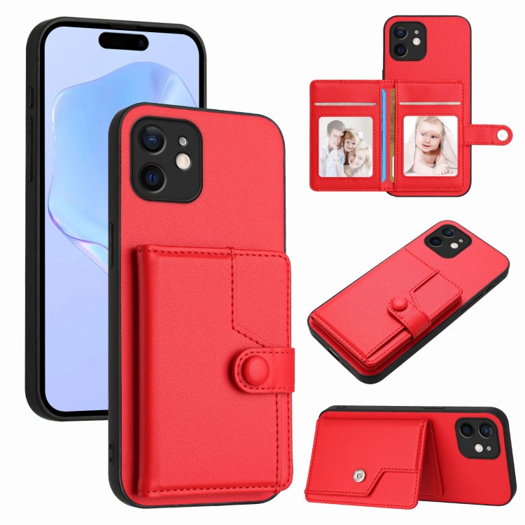 Handyhülle mit Tasten-Kartenfach und RFID-Diebstahlschutz, Für iPhone 12 mini, Für iPhone 11 Pro Max, Für iPhone 11, Für iPhone 11 Pro, Für iPhone XS / X, Für iPhone XR, Für iPhone XS Max, Für iPhone 8 Plus / 7 Plus