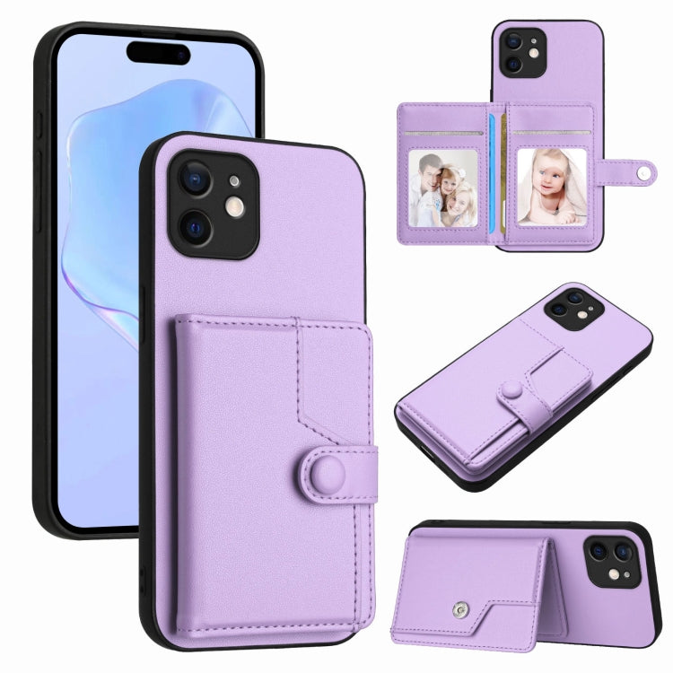 Handyhülle mit Tasten-Kartenfach und RFID-Diebstahlschutz, Für iPhone 12 mini, Für iPhone 11 Pro Max, Für iPhone 11, Für iPhone 11 Pro, Für iPhone XS / X, Für iPhone XR, Für iPhone XS Max, Für iPhone 8 Plus / 7 Plus