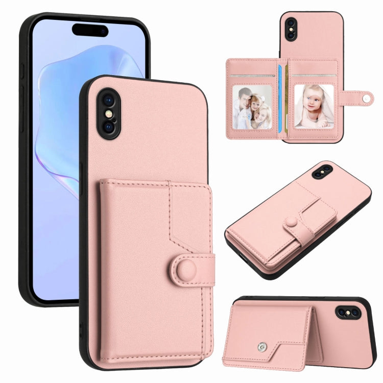 Handyhülle mit Tasten-Kartenfach und RFID-Diebstahlschutz, Für iPhone 12 mini, Für iPhone 11 Pro Max, Für iPhone 11, Für iPhone 11 Pro, Für iPhone XS / X, Für iPhone XR, Für iPhone XS Max, Für iPhone 8 Plus / 7 Plus