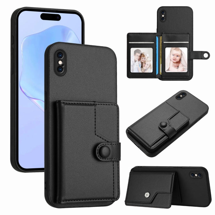 Handyhülle mit Tasten-Kartenfach und RFID-Diebstahlschutz, Für iPhone 12 mini, Für iPhone 11 Pro Max, Für iPhone 11, Für iPhone 11 Pro, Für iPhone XS / X, Für iPhone XR, Für iPhone XS Max, Für iPhone 8 Plus / 7 Plus