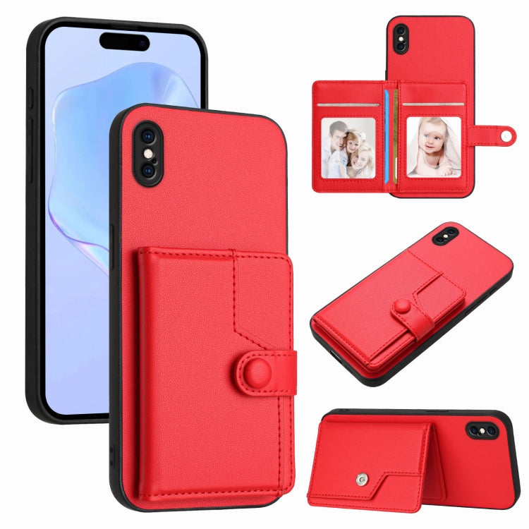 Handyhülle mit Tasten-Kartenfach und RFID-Diebstahlschutz, Für iPhone 12 mini, Für iPhone 11 Pro Max, Für iPhone 11, Für iPhone 11 Pro, Für iPhone XS / X, Für iPhone XR, Für iPhone XS Max, Für iPhone 8 Plus / 7 Plus