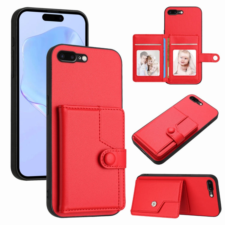 Handyhülle mit Tasten-Kartenfach und RFID-Diebstahlschutz, Für iPhone 12 mini, Für iPhone 11 Pro Max, Für iPhone 11, Für iPhone 11 Pro, Für iPhone XS / X, Für iPhone XR, Für iPhone XS Max, Für iPhone 8 Plus / 7 Plus