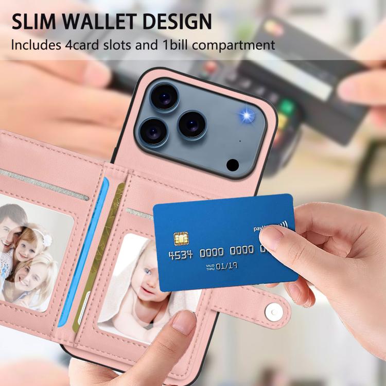 Knopfkarten-Tasche RFID-Diebstahlschutz-Handyhülle, Für iPhone 17 Pro Max, Für iPhone 17 Pro, Für iPhone 17, Für iPhone Air, Für iPhone 16 Pro Max, Für iPhone 16 Pro, Für iPhone 16 Plus, Für iPhone 16