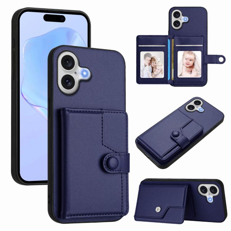Knopfkarten-Tasche RFID-Diebstahlschutz-Handyhülle, Für iPhone 17 Pro Max, Für iPhone 17 Pro, Für iPhone 17, Für iPhone Air, Für iPhone 16 Pro Max, Für iPhone 16 Pro, Für iPhone 16 Plus, Für iPhone 16