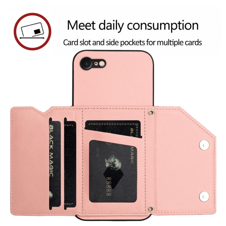 Handyhülle mit vier Kartenfächern und Handschlaufe, für iPhone 7 / 8 / SE 2020 2022, für iPhone 13 Pro Max, für iPhone 13 Pro, für iPhone 13, für iPhone 13 mini, für iPhone 12, für iPhone 12 Pro Max, für iPhone 12 Pro