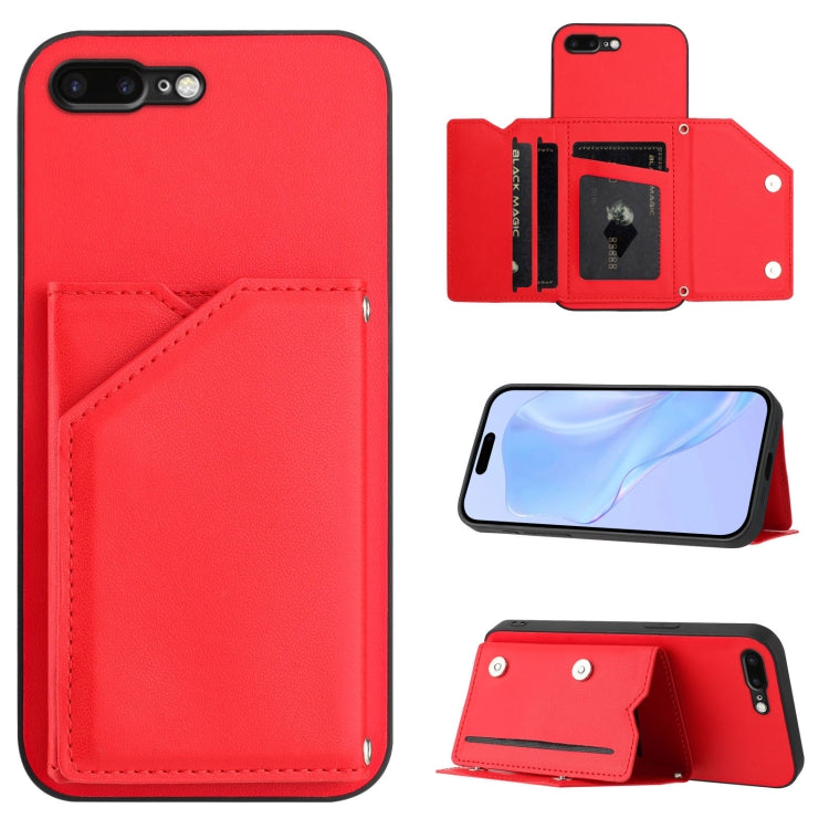 Handyhülle mit vier Kartenfächern und Handschlaufe, für iPhone 12 mini, für iPhone 11 Pro Max, für iPhone 11, für iPhone 11 Pro, für iPhone X / XS, für iPhone XR, für iPhone XS Max, für iPhone 7 Plus / 8 Plus