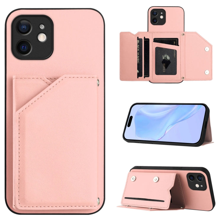 Handyhülle mit vier Kartenfächern und Handschlaufe, für iPhone 12 mini, für iPhone 11 Pro Max, für iPhone 11, für iPhone 11 Pro, für iPhone X / XS, für iPhone XR, für iPhone XS Max, für iPhone 7 Plus / 8 Plus