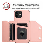 Handyhülle mit vier Kartenfächern und Handschlaufe, für iPhone 12 mini, für iPhone 11 Pro Max, für iPhone 11, für iPhone 11 Pro, für iPhone X / XS, für iPhone XR, für iPhone XS Max, für iPhone 7 Plus / 8 Plus