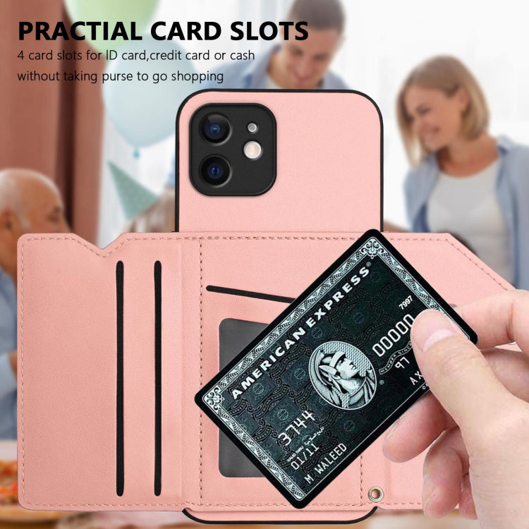 Handyhülle mit vier Kartenfächern und Handschlaufe, für iPhone 12 mini, für iPhone 11 Pro Max, für iPhone 11, für iPhone 11 Pro, für iPhone X / XS, für iPhone XR, für iPhone XS Max, für iPhone 7 Plus / 8 Plus