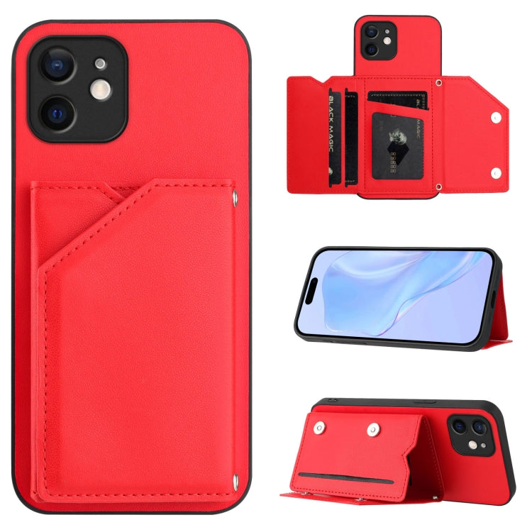 Handyhülle mit vier Kartenfächern und Handschlaufe, für iPhone 12 mini, für iPhone 11 Pro Max, für iPhone 11, für iPhone 11 Pro, für iPhone X / XS, für iPhone XR, für iPhone XS Max, für iPhone 7 Plus / 8 Plus