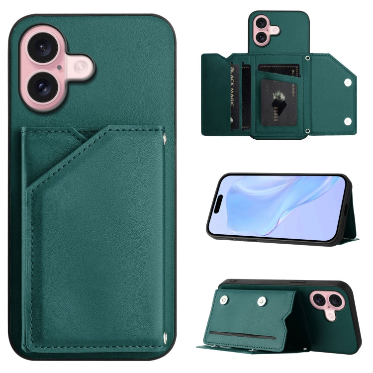 Handyhülle mit vier Kartenfächern und Handschlaufe mit Lederhaptik, Für iPhone 17 Pro Max, Für iPhone 17 Pro, Für iPhone 17, Für iPhone Air, Für iPhone 16 Pro Max, Für iPhone 16 Pro, Für iPhone 16 Plus, Für iPhone 16