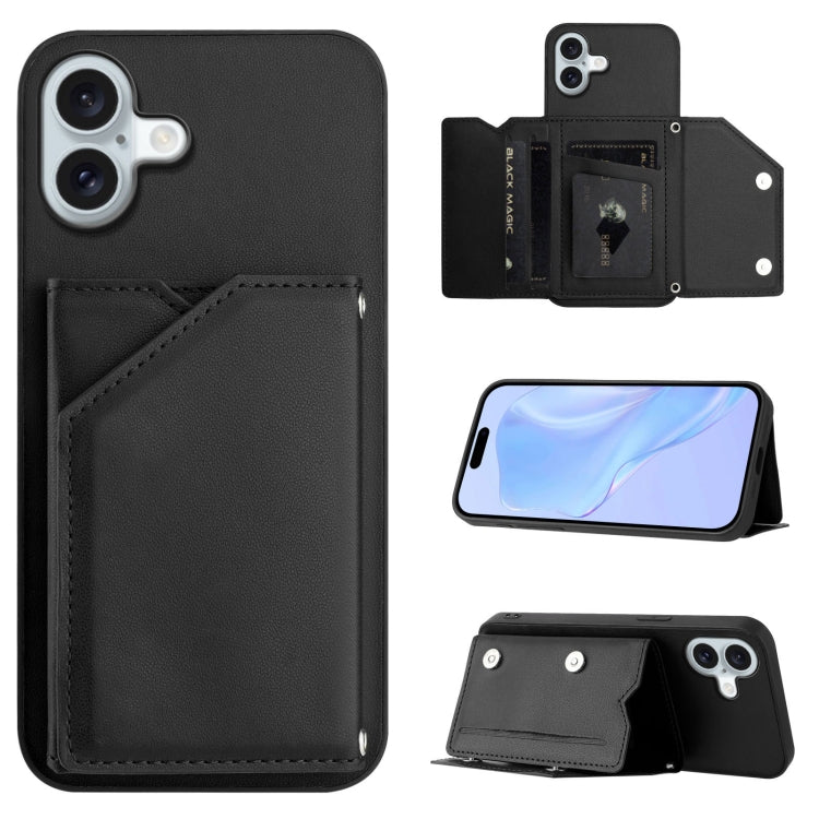 Handyhülle mit vier Kartenfächern und Handschlaufe mit Lederhaptik, Für iPhone 17 Pro Max, Für iPhone 17 Pro, Für iPhone 17, Für iPhone Air, Für iPhone 16 Pro Max, Für iPhone 16 Pro, Für iPhone 16 Plus, Für iPhone 16