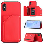 Handyhülle mit vier Kartenfächern und Handschlaufe, für iPhone 12 mini, für iPhone 11 Pro Max, für iPhone 11, für iPhone 11 Pro, für iPhone X / XS, für iPhone XR, für iPhone XS Max, für iPhone 7 Plus / 8 Plus