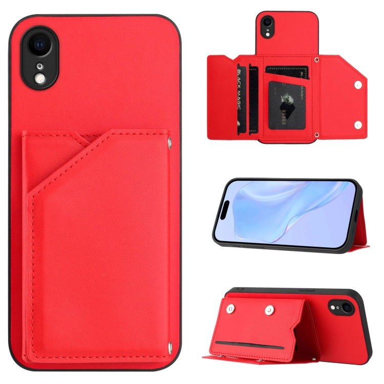Handyhülle mit vier Kartenfächern und Handschlaufe, für iPhone 12 mini, für iPhone 11 Pro Max, für iPhone 11, für iPhone 11 Pro, für iPhone X / XS, für iPhone XR, für iPhone XS Max, für iPhone 7 Plus / 8 Plus