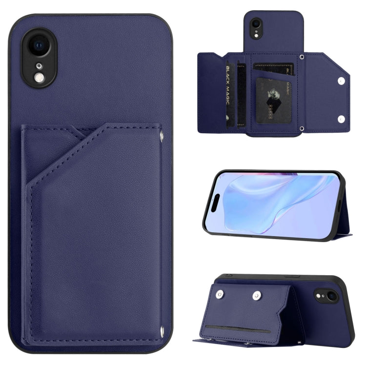 Handyhülle mit vier Kartenfächern und Handschlaufe, für iPhone 12 mini, für iPhone 11 Pro Max, für iPhone 11, für iPhone 11 Pro, für iPhone X / XS, für iPhone XR, für iPhone XS Max, für iPhone 7 Plus / 8 Plus