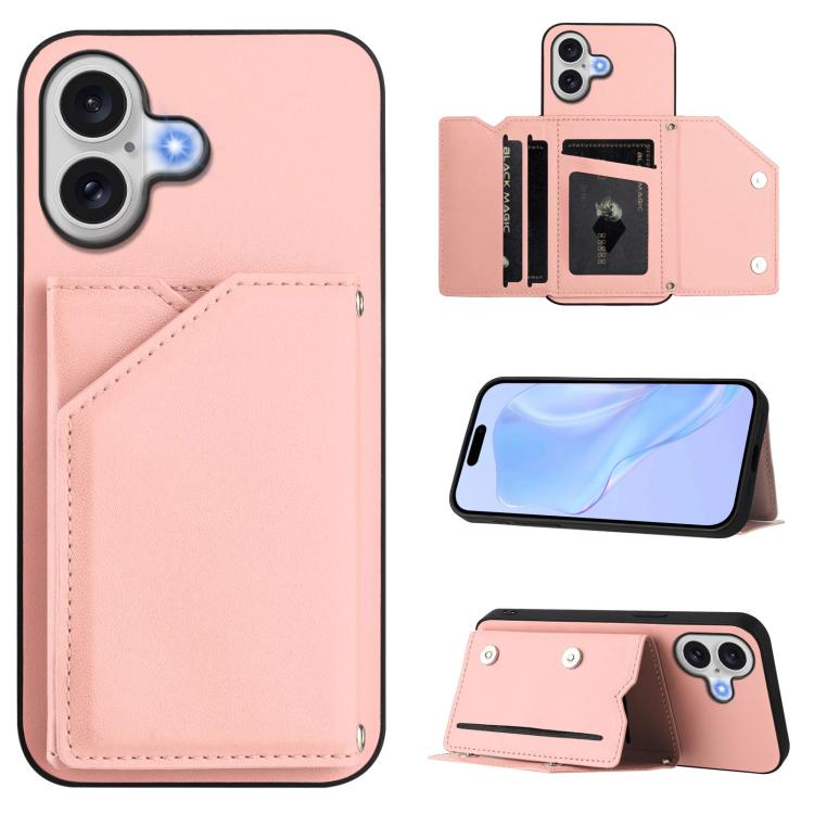Handyhülle mit vier Kartenfächern und Handschlaufe mit Lederhaptik, Für iPhone 17 Pro Max, Für iPhone 17 Pro, Für iPhone 17, Für iPhone Air, Für iPhone 16 Pro Max, Für iPhone 16 Pro, Für iPhone 16 Plus, Für iPhone 16