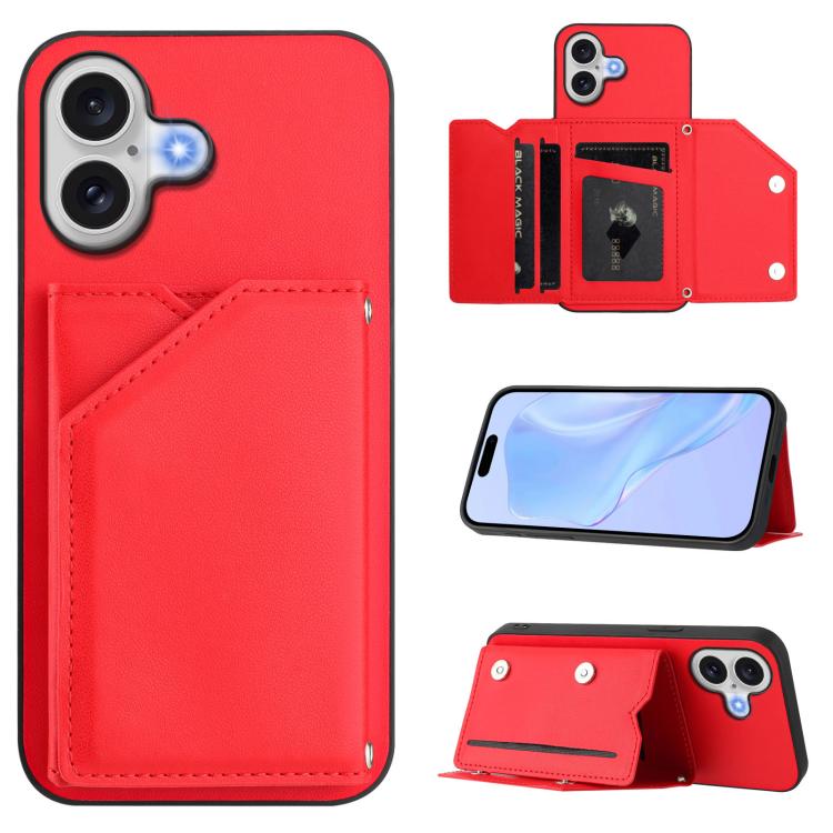 Handyhülle mit vier Kartenfächern und Handschlaufe mit Lederhaptik, Für iPhone 17 Pro Max, Für iPhone 17 Pro, Für iPhone 17, Für iPhone Air, Für iPhone 16 Pro Max, Für iPhone 16 Pro, Für iPhone 16 Plus, Für iPhone 16