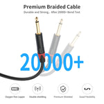 6,35mm 1/4 TRS Stereo Buchse zu Dual Stecker Y-Typ Audiokabel, 6,35mm Buchse zu 2 x M