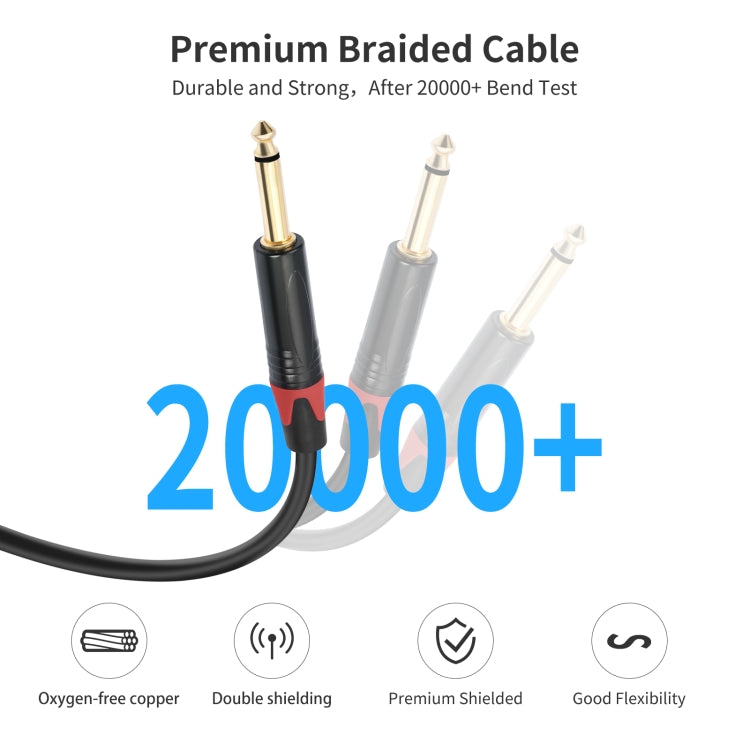 6,35mm 1/4 TRS Stereo Buchse zu Dual Stecker Y-Typ Audiokabel, 6,35mm Buchse zu 2 x M