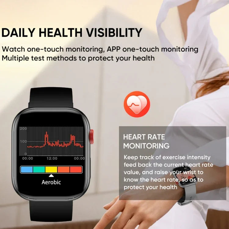 LC88 Smartwatch mit 2-Zoll-Quadratbildschirm, Bluetooth-Anruffunktion, Herzfrequenz-, Blutdruck-, Blutsauerstoff- und Schlafüberwachung