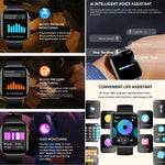 LC88 Smartwatch mit 2-Zoll-Quadratbildschirm, Bluetooth-Anruffunktion, Herzfrequenz-, Blutdruck-, Blutsauerstoff- und Schlafüberwachung