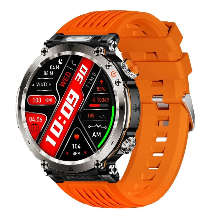 HT30 1,7-Zoll-Smartwatch mit IP68-Wasserschutz und Silikonarmband, inklusive Taschenlampe, Banknotenprüfer und Kompass.