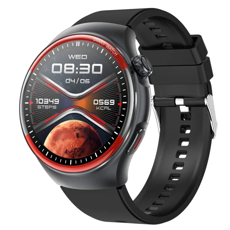 T82 1,43 Zoll Smartwatch mit rundem Bildschirm und BT-Anruf, Herzfrequenz / Blutdruck / Blutsauerstoff / Schlaf / Blutzucker / HRV / Metope / SOS, Silikon Schwarz, Silikon Rot, Silikon Blau, Leder Braun, Leder Schwarz, Edelstahl Schwarz