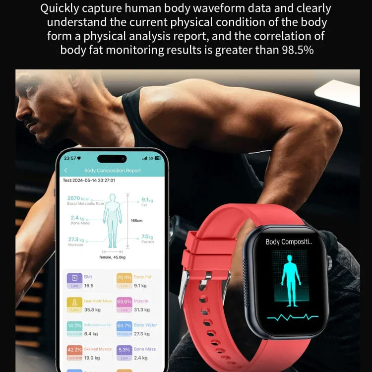 ET587 Smartwatch mit 1,95-Zoll-AMOLED-Bildschirm, EKG-Funktion (Elektrokardiogramm) und Blutzuckermessung