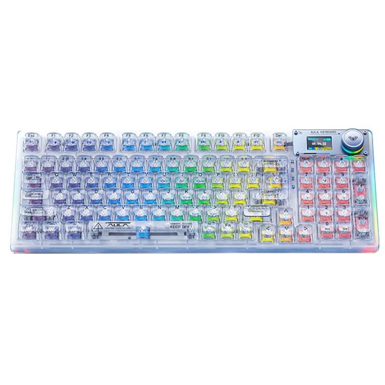 AULA F98Pro V3 99 Tasten kabelgebunden/2.4G/Bluetooth RGB Mechanische Tastatur mit drei Modi, Ice Crystal Schalter