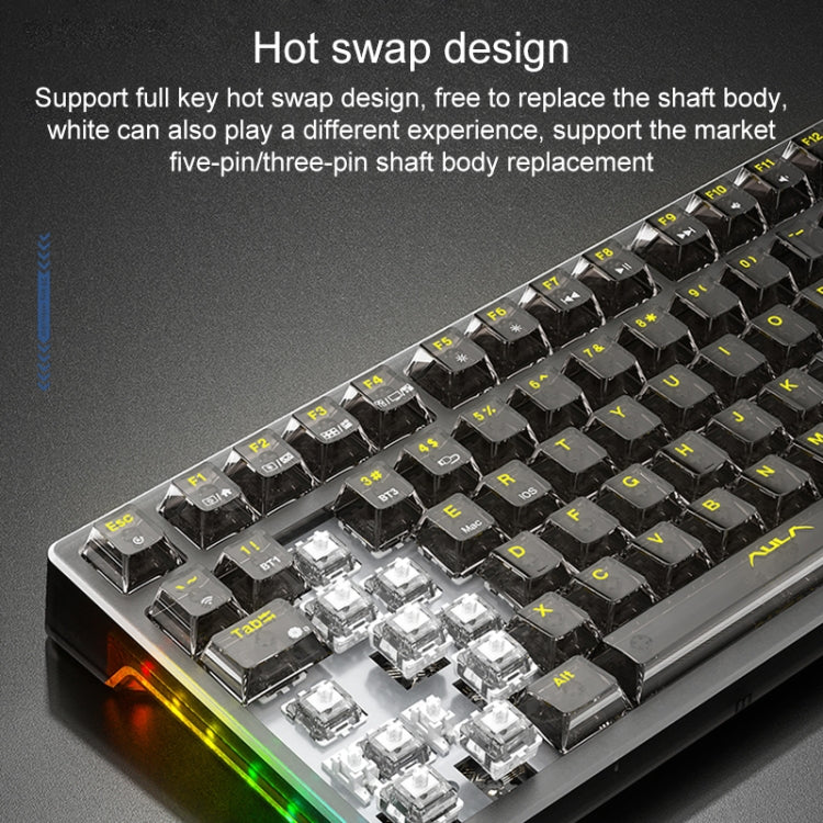 AULA F98Pro V3 99 Tasten kabelgebunden/2.4G/Bluetooth RGB Mechanische Tastatur mit drei Modi, Ice Crystal Schalter