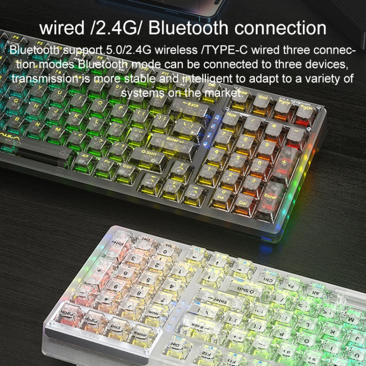AULA F98Pro V3 99 Tasten kabelgebunden/2.4G/Bluetooth RGB Mechanische Tastatur mit drei Modi, Ice Crystal Schalter