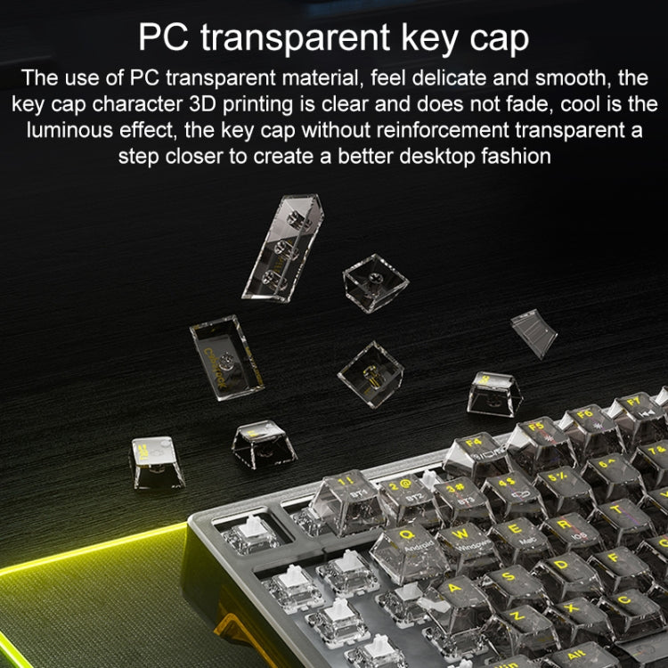 AULA F98Pro V3 99 Tasten kabelgebunden/2.4G/Bluetooth RGB Mechanische Tastatur mit drei Modi, Ice Crystal Schalter