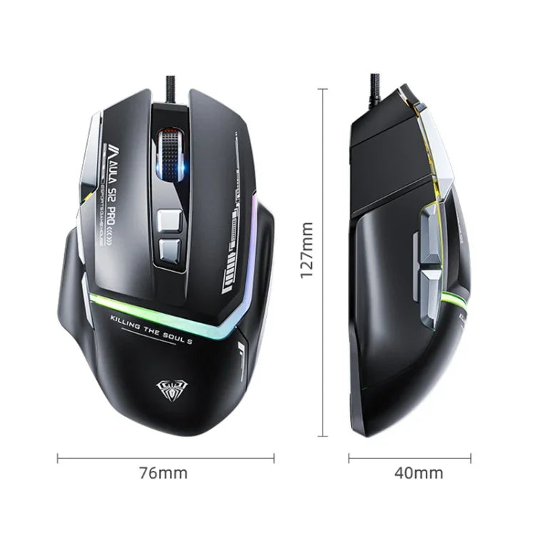 AULA S12 Pro 12800DPI Kabelgebundene RGB Gaming-Maus