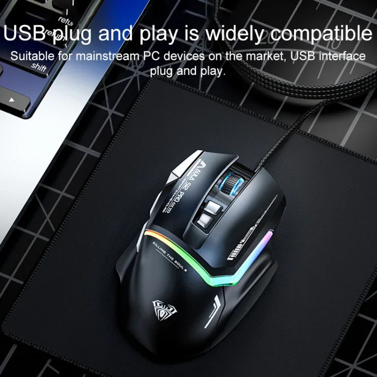 AULA S12 Pro 12800DPI Kabelgebundene RGB Gaming-Maus
