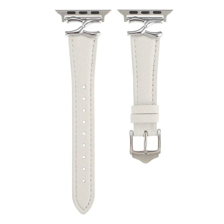 X-förmiges Armband aus echtem Leder, passend für Apple Watch 46 mm / 49 mm / 45 mm / 44 mm und 42 mm / 41 mm / 40 mm / 38 mm